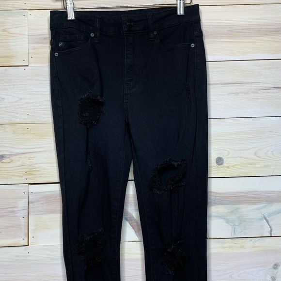 KanCan Black Skinny Jeans with Large Holes 7/27 - Picture 3 of 10